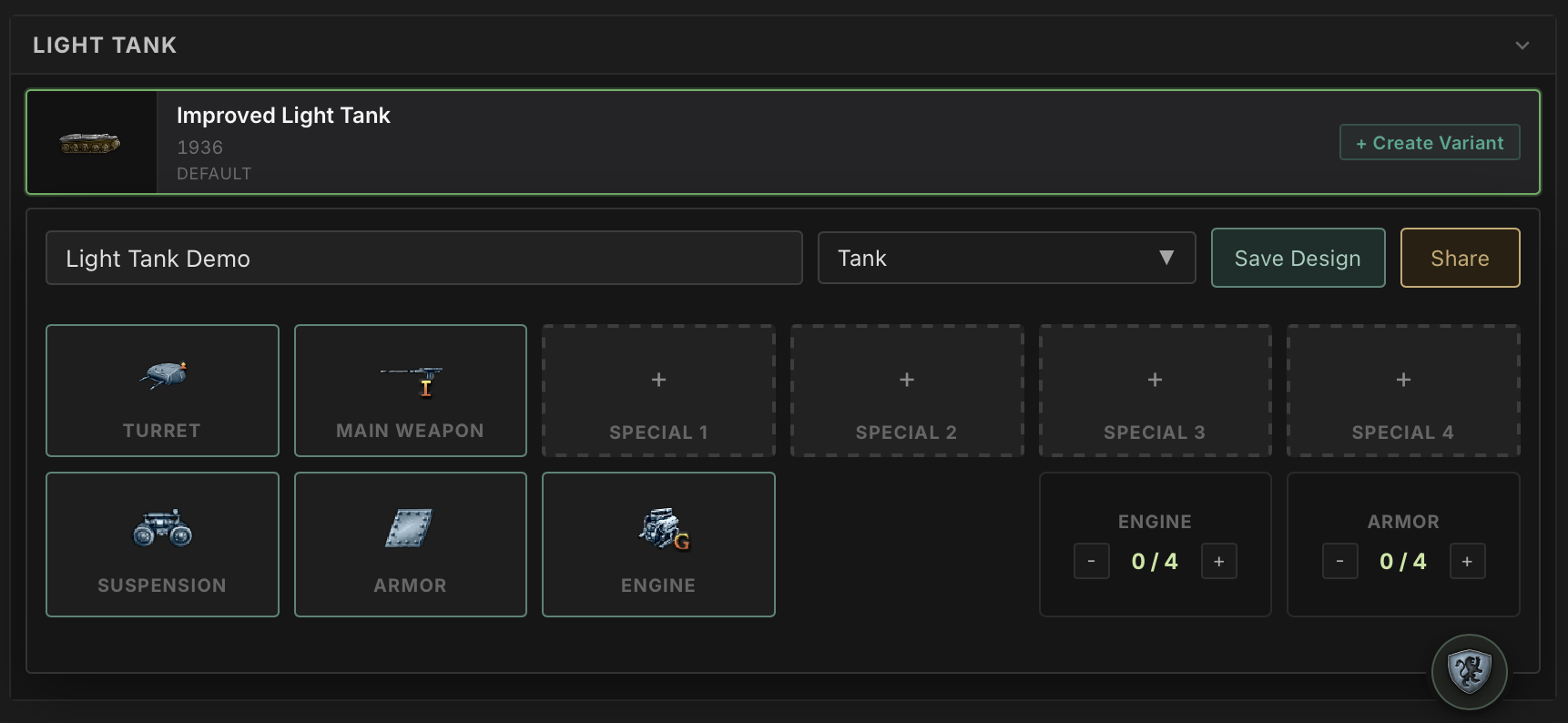 Assigning a MIO directly while editing a tank design and seeing its stats change