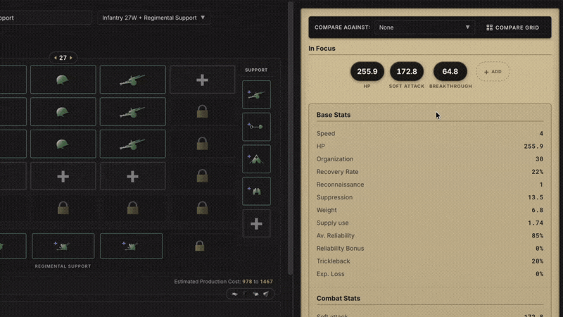 Pinned stats at the top of the stat panel