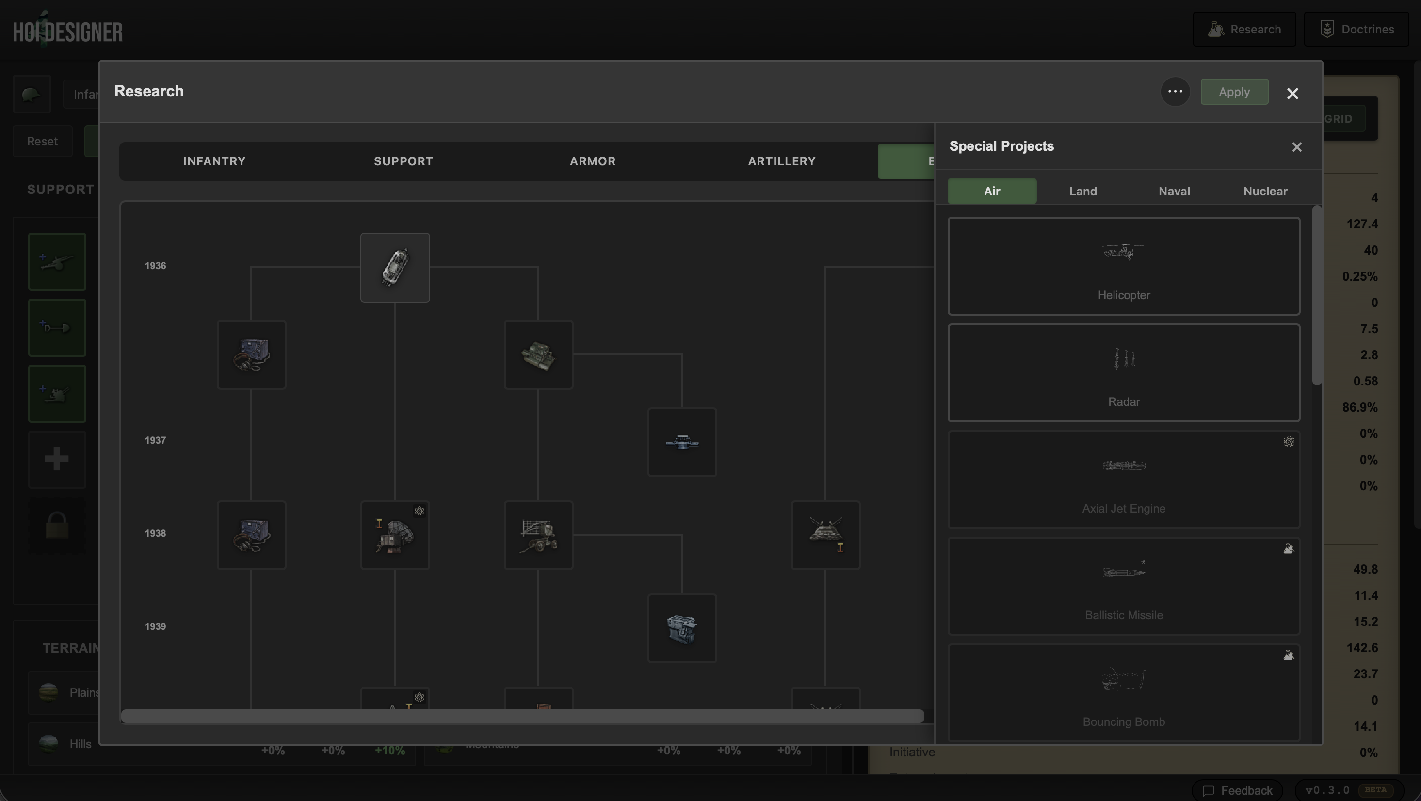 Special Projects integration in the designer